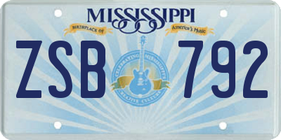 MS license plate ZSB792