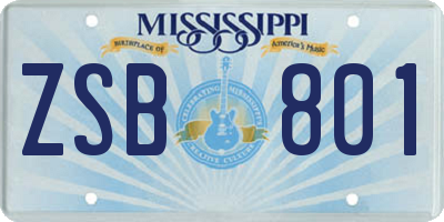 MS license plate ZSB801