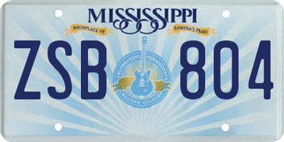 MS license plate ZSB804