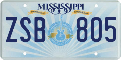 MS license plate ZSB805