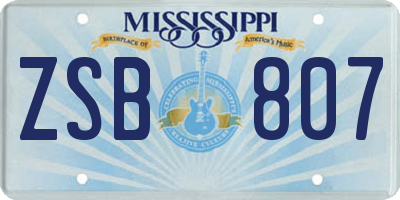 MS license plate ZSB807