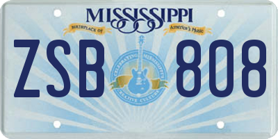 MS license plate ZSB808
