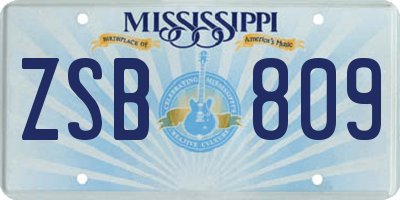 MS license plate ZSB809