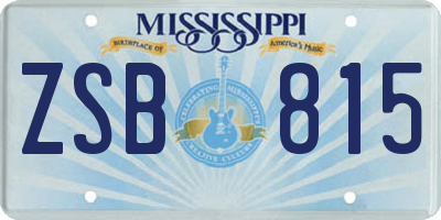 MS license plate ZSB815