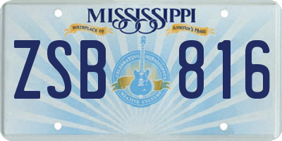 MS license plate ZSB816