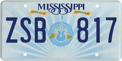 MS license plate ZSB817