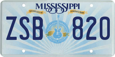 MS license plate ZSB820