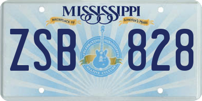 MS license plate ZSB828