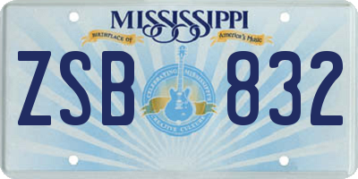 MS license plate ZSB832