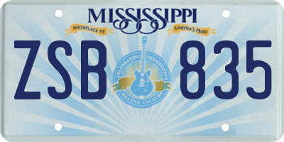 MS license plate ZSB835