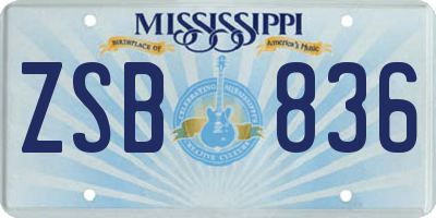 MS license plate ZSB836