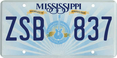 MS license plate ZSB837