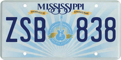 MS license plate ZSB838