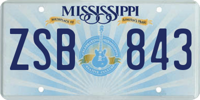 MS license plate ZSB843