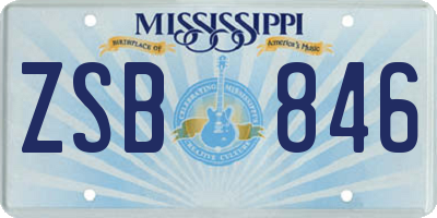 MS license plate ZSB846