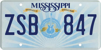 MS license plate ZSB847