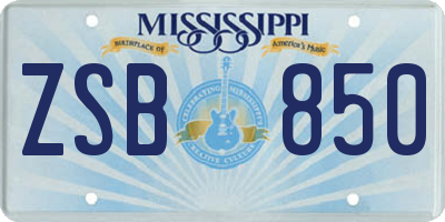 MS license plate ZSB850