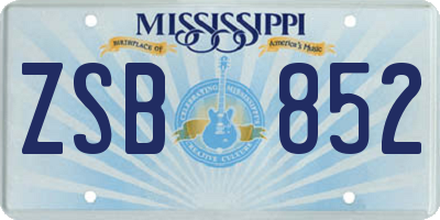 MS license plate ZSB852