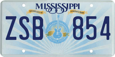 MS license plate ZSB854