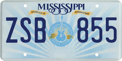 MS license plate ZSB855