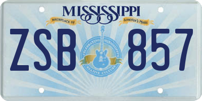 MS license plate ZSB857