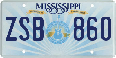 MS license plate ZSB860