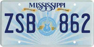 MS license plate ZSB862