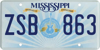 MS license plate ZSB863