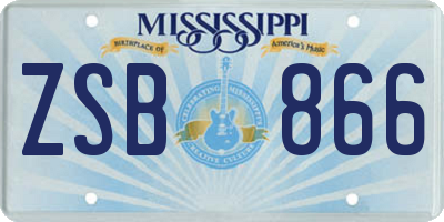 MS license plate ZSB866