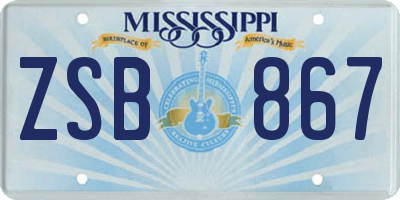 MS license plate ZSB867
