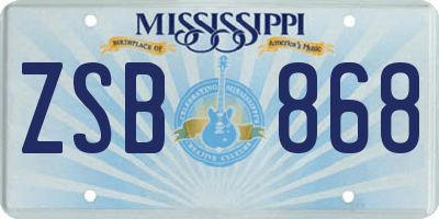 MS license plate ZSB868
