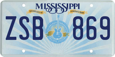 MS license plate ZSB869