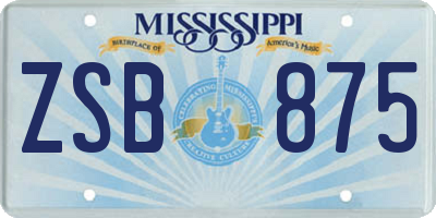 MS license plate ZSB875
