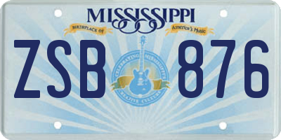 MS license plate ZSB876
