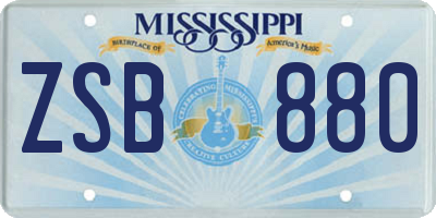 MS license plate ZSB880