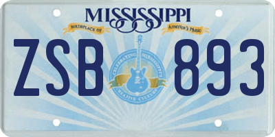 MS license plate ZSB893