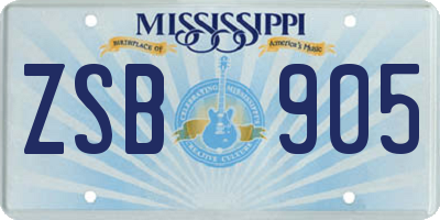 MS license plate ZSB905