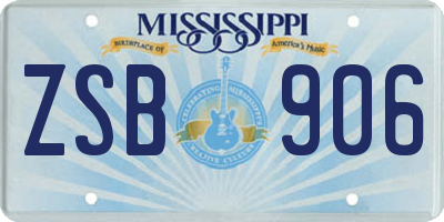 MS license plate ZSB906
