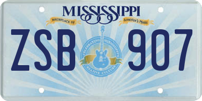 MS license plate ZSB907