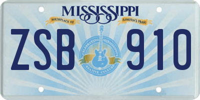 MS license plate ZSB910