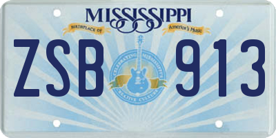 MS license plate ZSB913