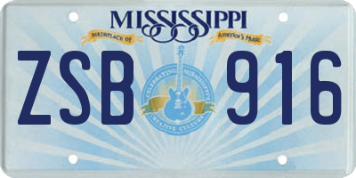 MS license plate ZSB916