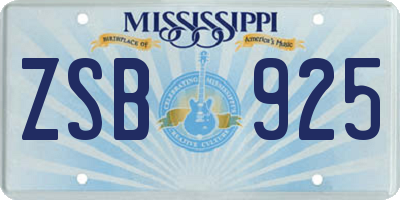 MS license plate ZSB925