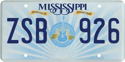 MS license plate ZSB926