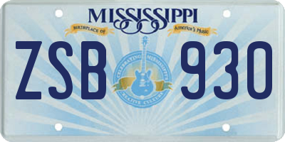 MS license plate ZSB930