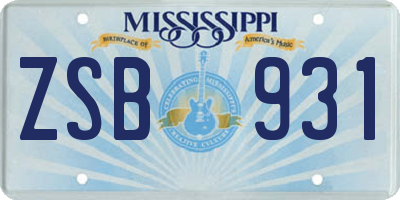 MS license plate ZSB931