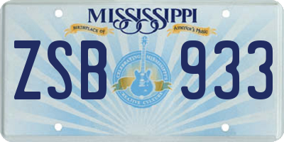 MS license plate ZSB933