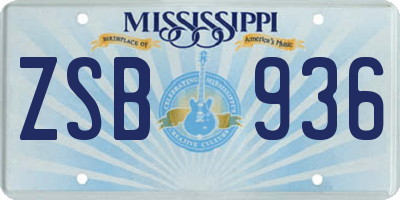 MS license plate ZSB936