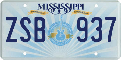 MS license plate ZSB937