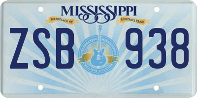 MS license plate ZSB938